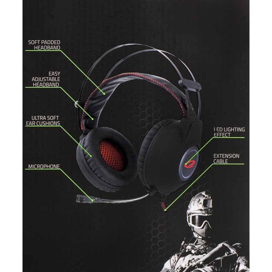 Žaidimų ausinės Esperanza EGH440 NightCrawler, Juodos – 11