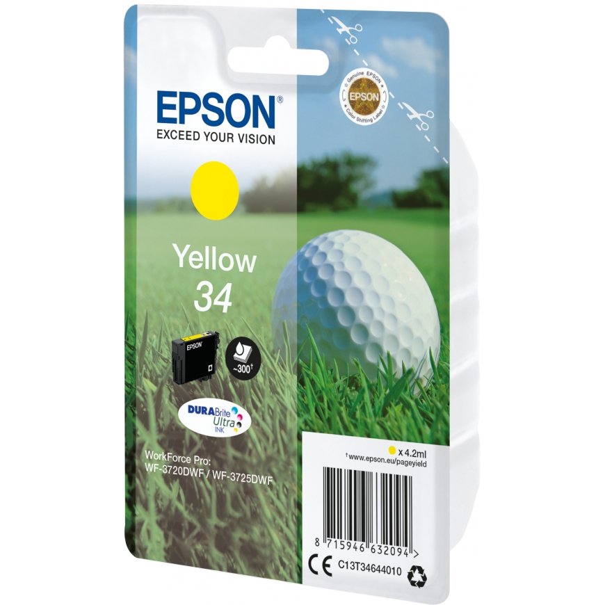 Epson Golf ball C13T34644010 rašalo kasetė 1 vnt Originalus Standartinė išeiga Geltona – 2