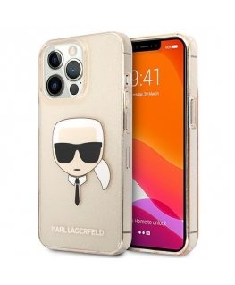 Karl Lagerfeld KLHCP13LKHTUGLGO iPhone 13 Pro / 13 6,1" zloto/auksinis kietas dėklas, blizgantis Karlo galva