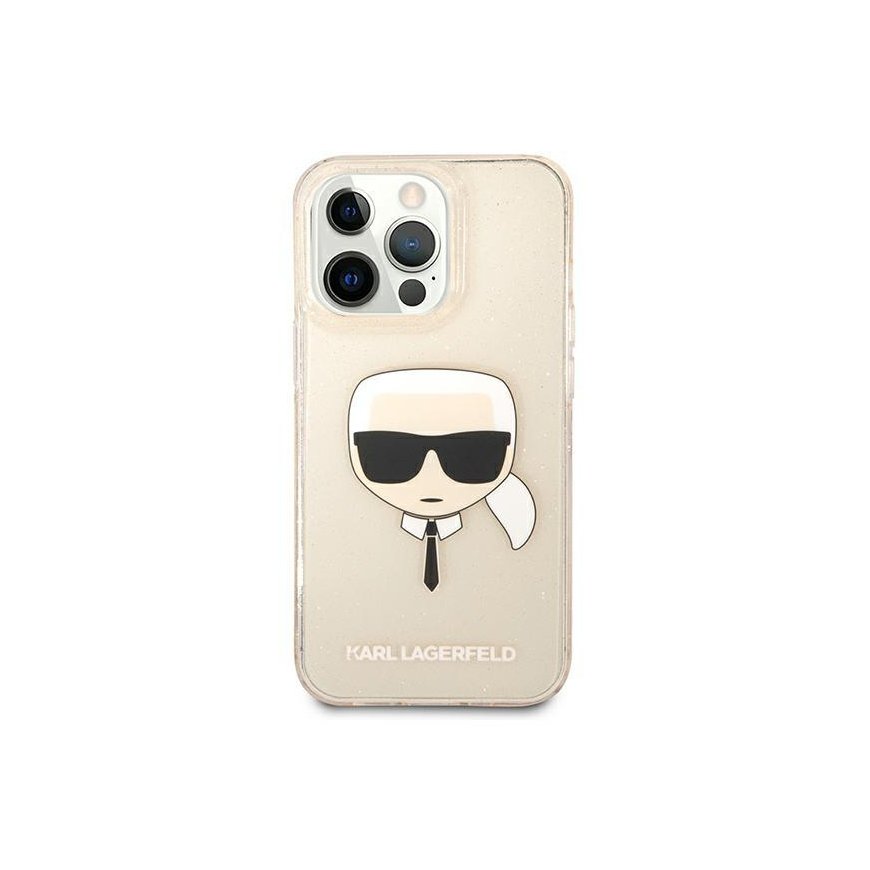 Karl Lagerfeld KLHCP13LKHTUGLGO iPhone 13 Pro / 13 6,1" zloto/auksinis kietas dėklas, blizgantis Karlo galva – 3