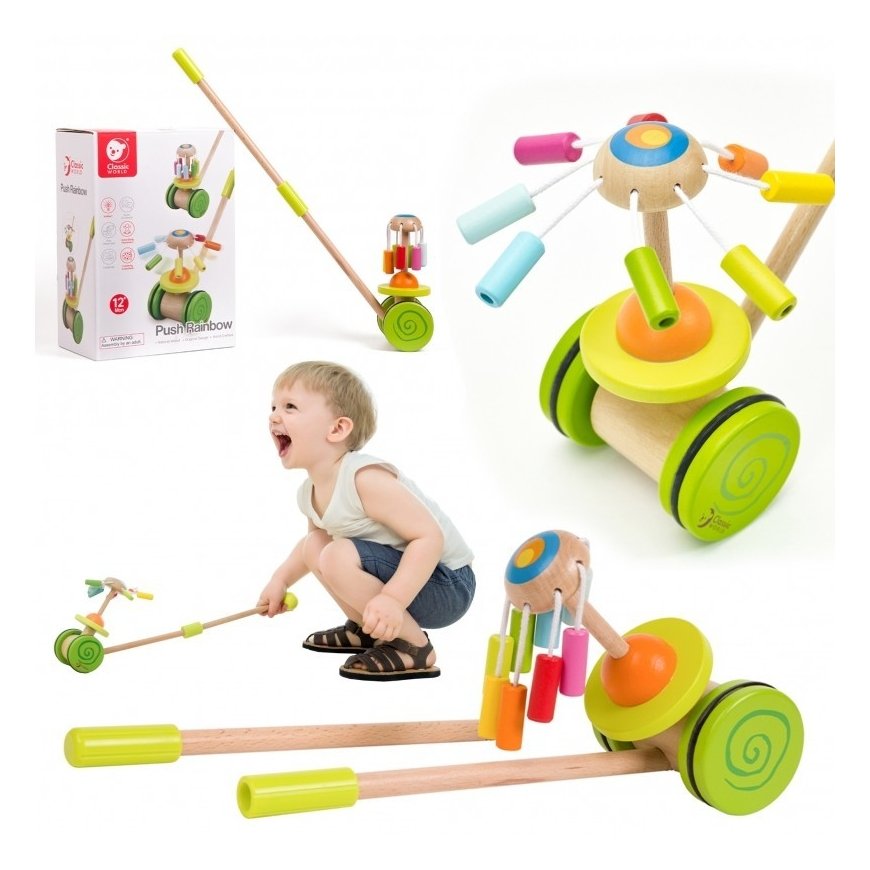 Wooden push carousel - rainbow, Classic World – 3