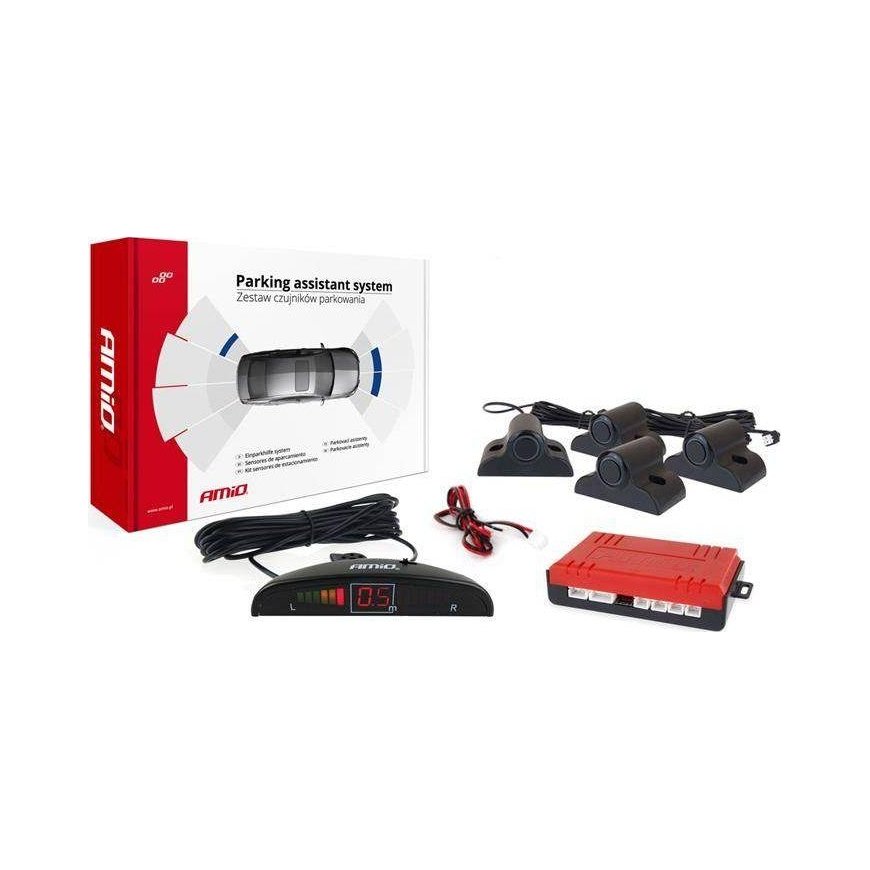 Amio Reverse Parking Sensor Kit LED 4 Sensors Black 19mm Truck – 2