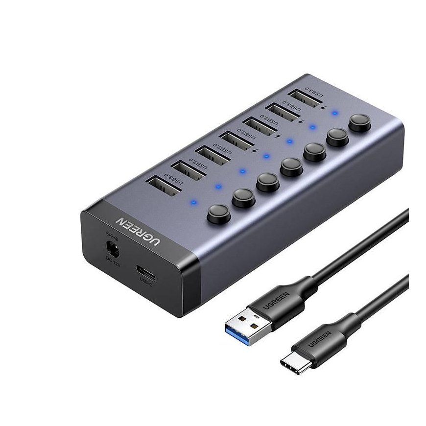 Ugreen multifunctional HUB 7in1 USB Type C - 7x USB Type A 3.0 PD DC 12V gray (CM481) – 4