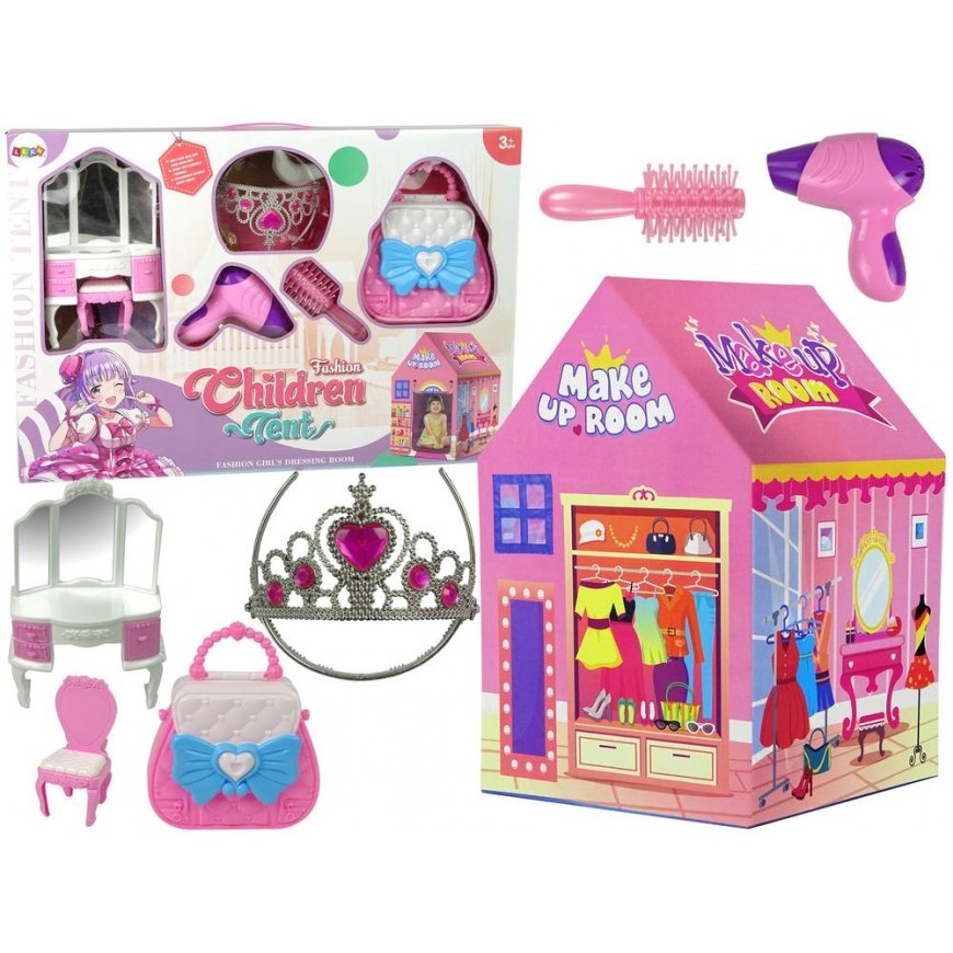 Lean Cars Princess Tent for Kids Beauty Salon Pink Accessories Crown