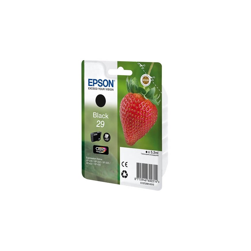 Epson Strawberry 29 K rašalo kasetė 1 vnt Originalus Standartinė išeiga Juoda