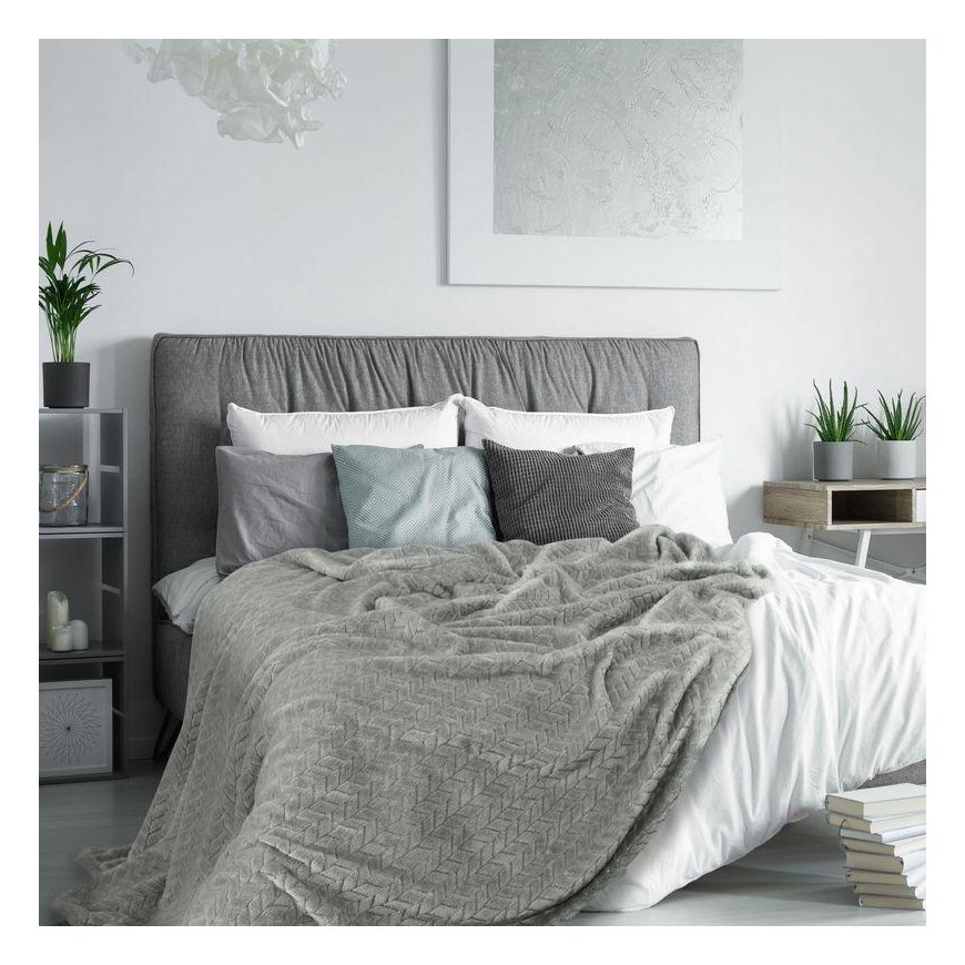 Eurofirany DESIGN 91 CINDY Soft and gentle plaid with an embossed pattern, 170X210 cm, color: steel – 3