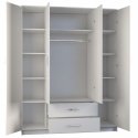 Topeshop ROMANA 160 BIEL KPLB guļamistabas skapis 11 plaukti 4 durvis Balts Drēbju skapis