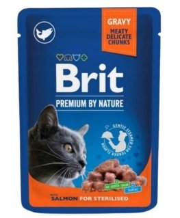 BRIT Premium Cat Salmon Sterilized - mitrā kaķu barība - 100g
