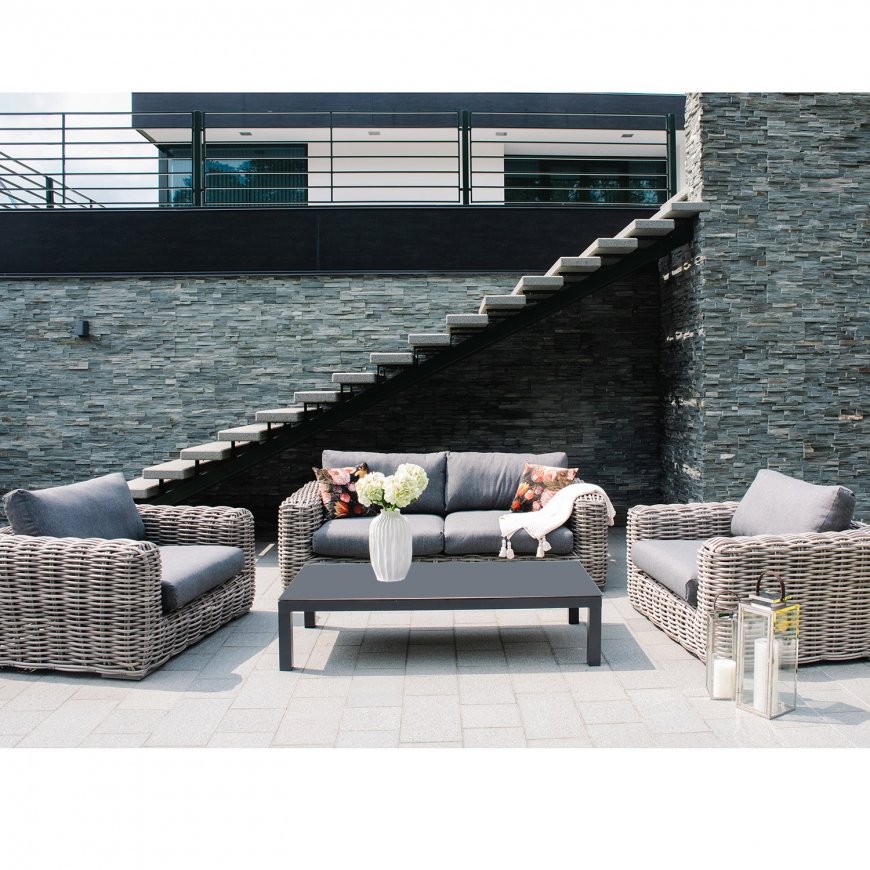 Garden furniture set CALISTA table, sofa and 2 chairs, grey – 5