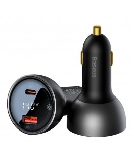 Baseus Digital Screen fast car charger USB-A / USB-C PD3.1 140W black + USB-C cable Baseus Superior Series 5A 240W 1m black (CGZ