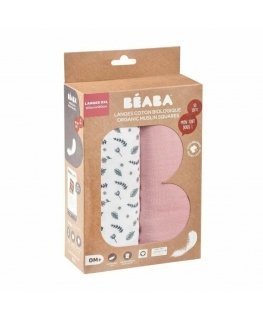 BEABA COTTON 2 PCS. XXL SIZE DIAPER SET 120X120 CM, OLD PINK/FLORAL CAMPAIGN