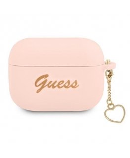 Guess GUAPLSCHSP AirPods Pro Cover Pink/Pink Silicone Charm Heart Collection