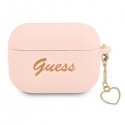 Guess GUAPLSCHSP AirPods Pro dangtelis rožinės/rožinės spalvos Silicone Charm Heart Collection
