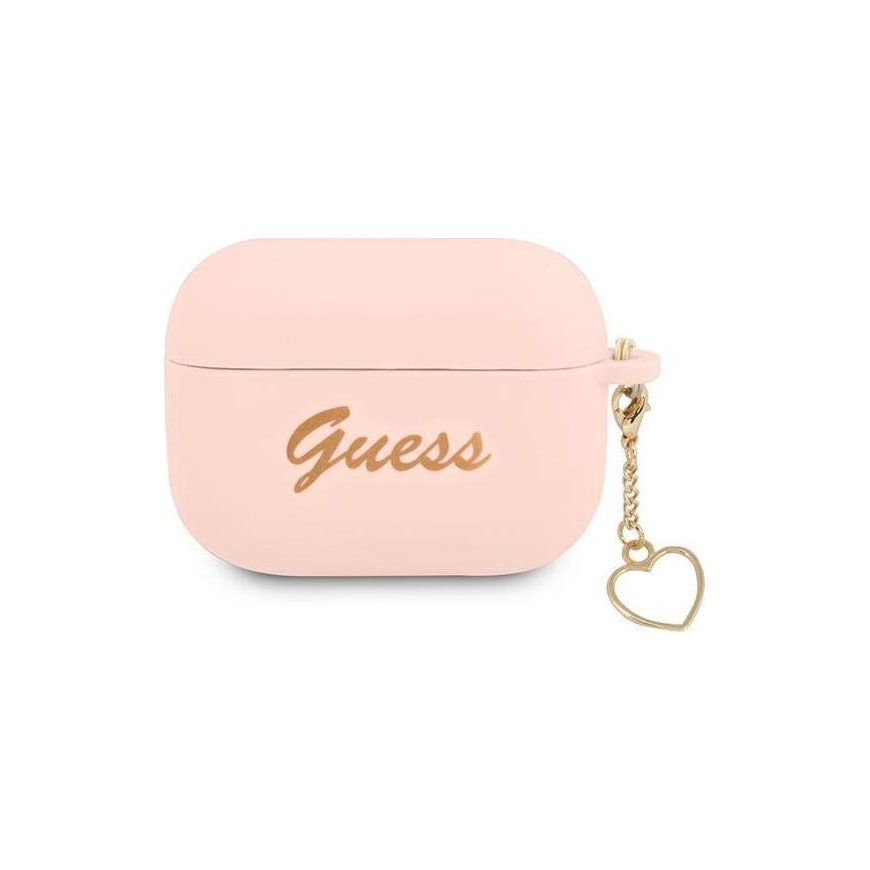 Guess GUAPLSCHSP AirPods Pro Cover Pink/Pink Silicone Charm Heart Collection – 2