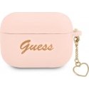 Guess GUAPLSCHSP AirPods Pro Cover Pink/Pink Silicone Charm Heart Collection