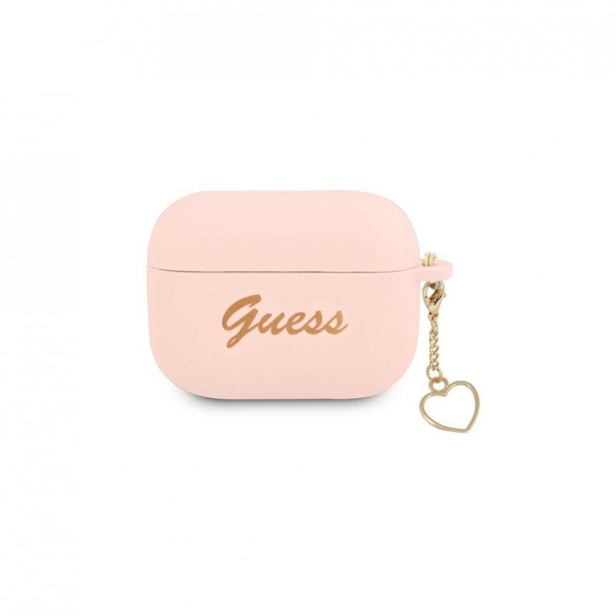 Guess GUAPLSCHSP AirPods Pro Cover Pink/Pink Silicone Charm Heart Collection – 3
