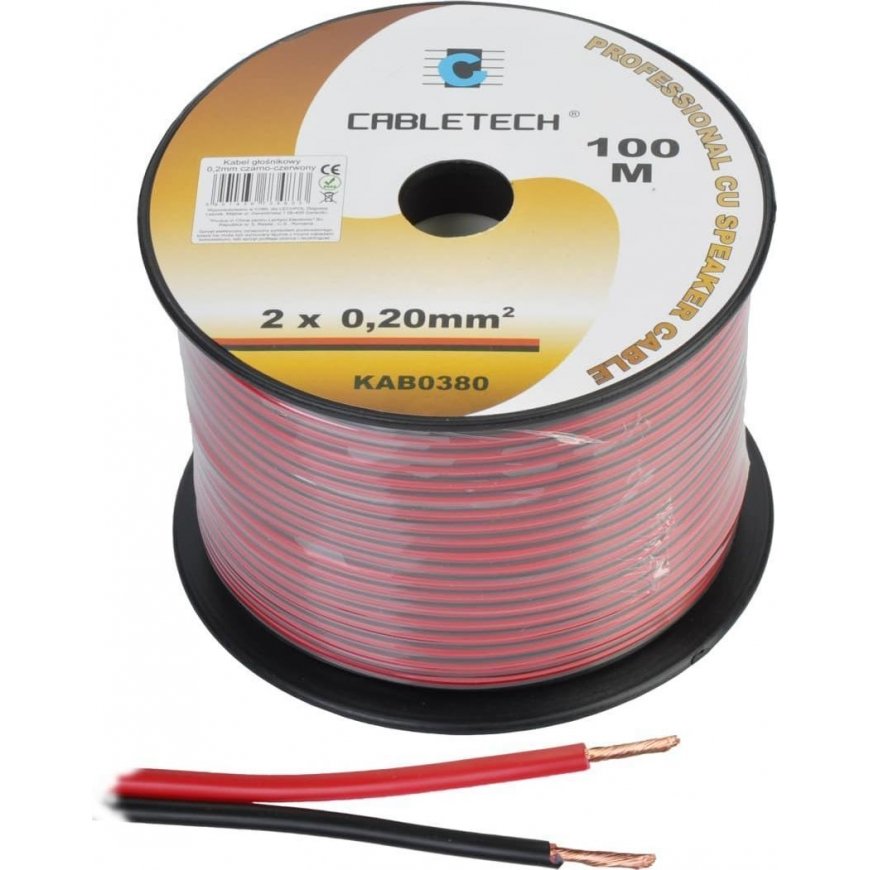 Cabletech Cable for speakers 2x0.2mm² black/red (copper) – 3