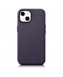 Icarer icer dėklas Odinis dangtelis, skirtas „iPhone 14 Plus“ tamsiai violetinei (suderinamas su „MagSafe“)