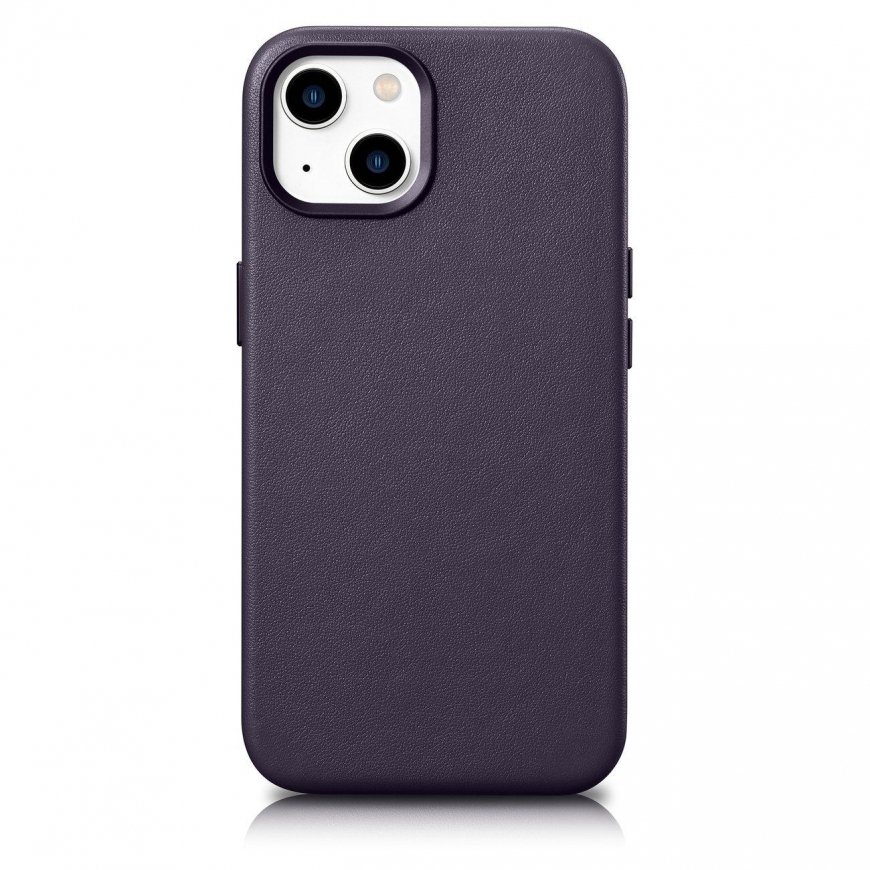 Icarer icer dėklas Odinis dangtelis, skirtas „iPhone 14 Plus“ tamsiai violetinei (suderinamas su „MagSafe“)