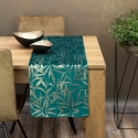 Eurofirany BLINK / 15 Velvet table runner with delicate light golden branch motif, 35X220 cm, color: dark turquoise Eurofirany BLINK / 15 Velvet table runner with delicate light golden branch motif, 35X220 cm, color: dark turquoise