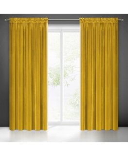 Soft and shiny velvet night curtain Eurofirany SAMANTA 140X270cm, strip / tunnel / hooks, color: mustard