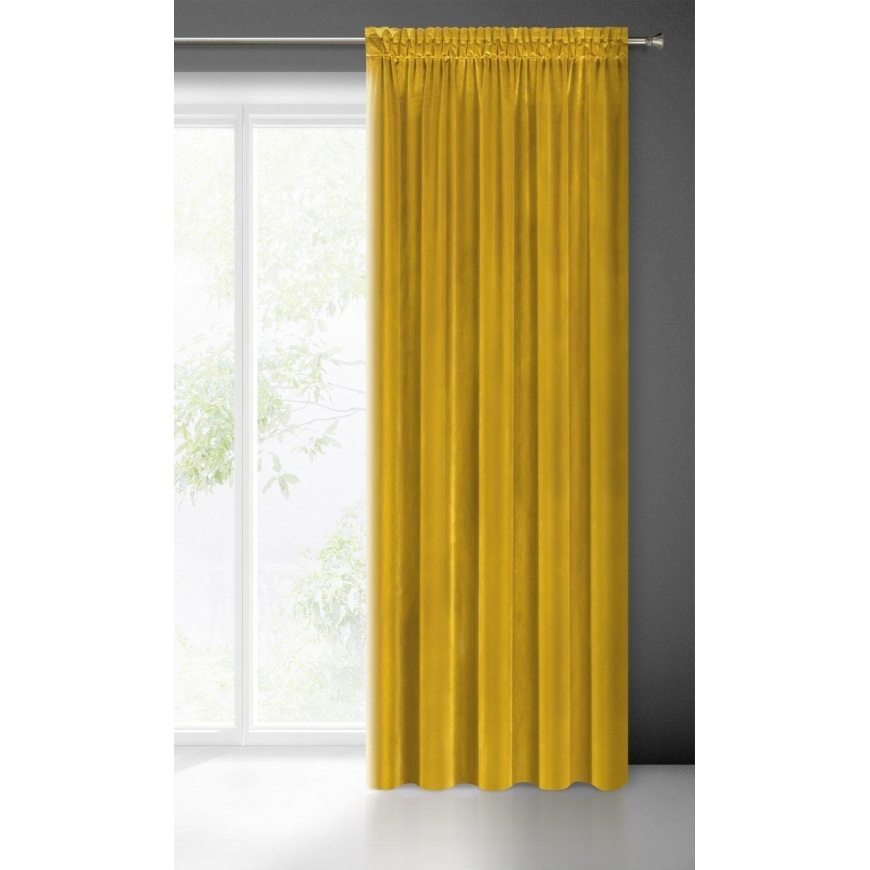 Minkšto ir blizgaus aksomo naktinė užuolaida Eurofirany SAMANTA 140X270cm, juosta / tunelis / kabliukai, spalva: garstyčių – 2