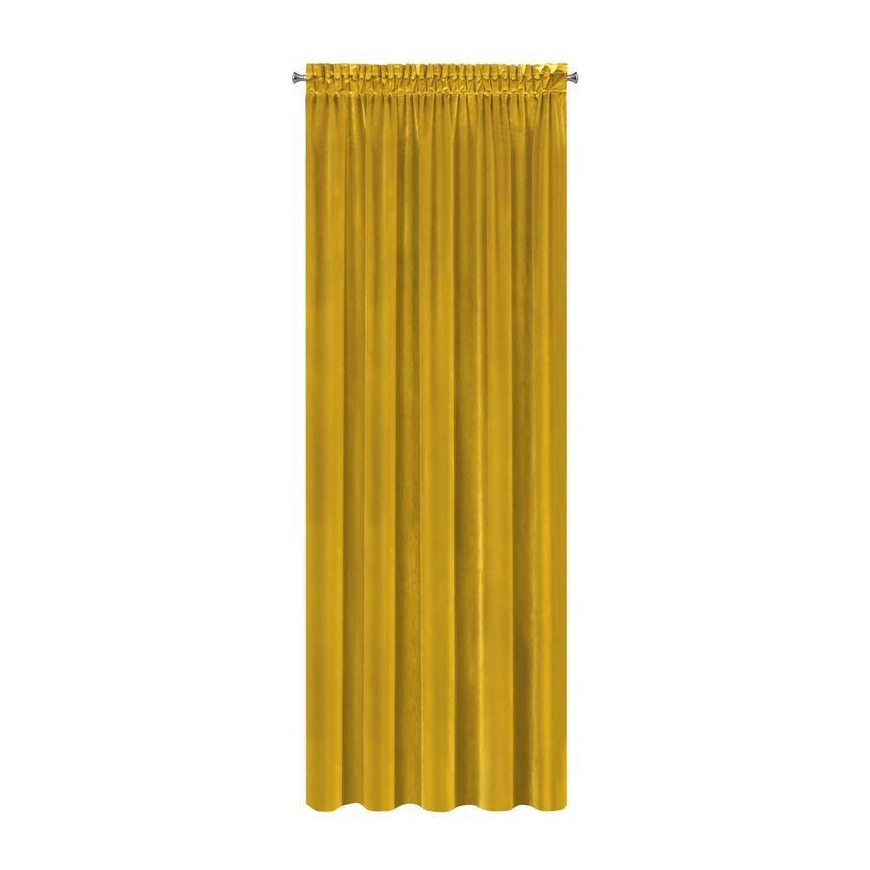 Soft and shiny velvet night curtain Eurofirany SAMANTA 140X270cm, strip / tunnel / hooks, color: mustard – 3