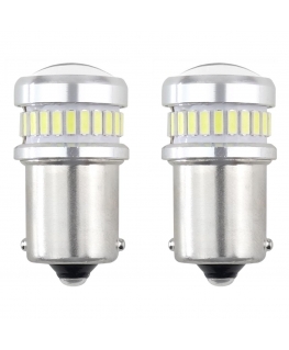Amio Led canbus 3014 24smd + 3030 6smd 1156 ba15s p21w r10w r5w baltas 12v / 24v