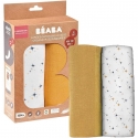 BEABA COTTON 2 PCS. XXL SIZE DIAPER SET 120X120 CM, HONEY YELLOW/STARRY NIGHT