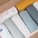 BEABA COTTON 2 PCS. XXL SIZE DIAPER SET 120X120 CM, HONEY YELLOW/STARRY NIGHT