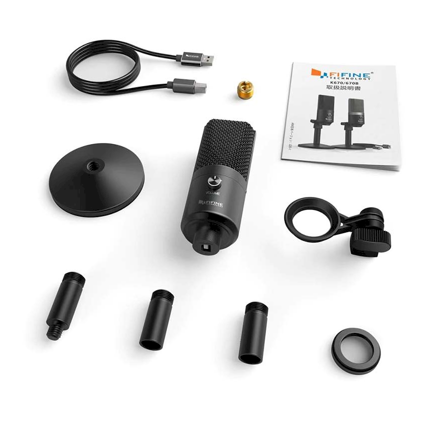 Fifine K670B Gaming Microphone | for podcasts | for streams, black + bracket – 2