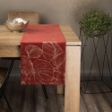 Eurofirany BLINK / 16 Velvet table runner with large leaf pattern, 35X180 cm, color: brick Eurofirany BLINK / 16 Velvet table runner with large leaf pattern, 35X180 cm, color: brick