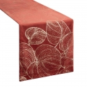 Eurofirany BLINK / 16 Velvet table runner with large leaf pattern, 35X180 cm, color: brick Eurofirany BLINK / 16 Velvet table runner with large leaf pattern, 35X180 cm, color: brick