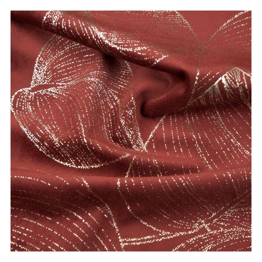 Eurofirany BLINK / 16 Velvet table runner with large leaf pattern, 35X180 cm, color: brick – 5