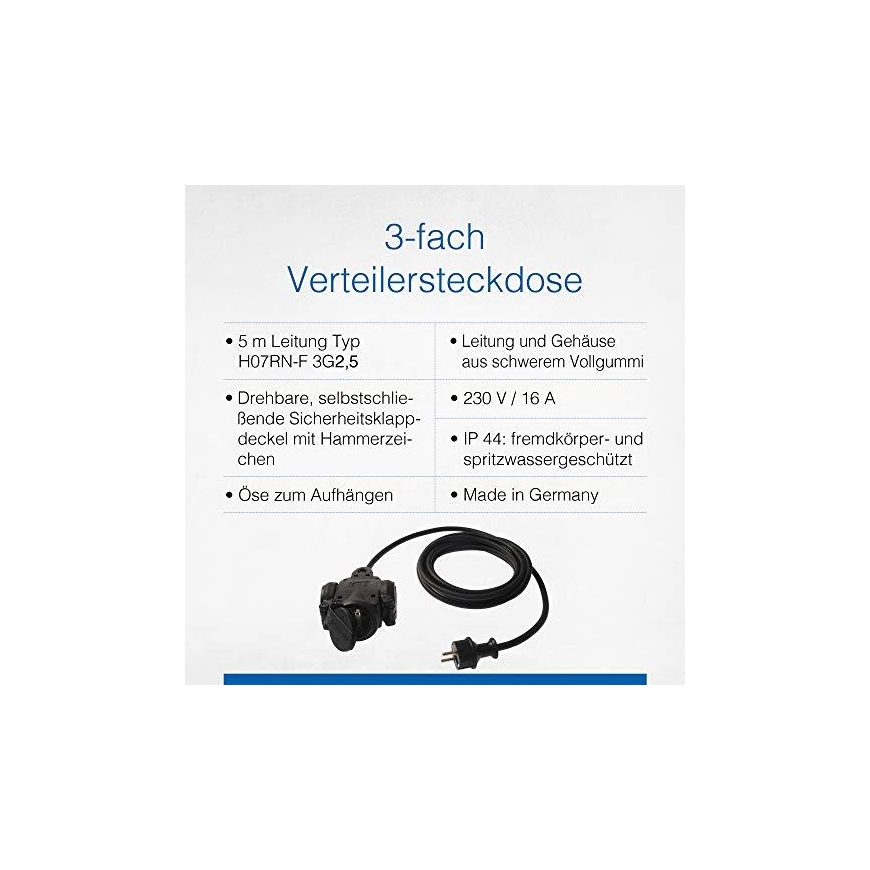 As Schwabe Extension cord with tripod SCHWABE H07RN-F 3G2.5 5m – 3