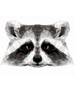 Beldizart (SALE) Paint by Number Kit. P006 Raccoon (polygon style) 40*50