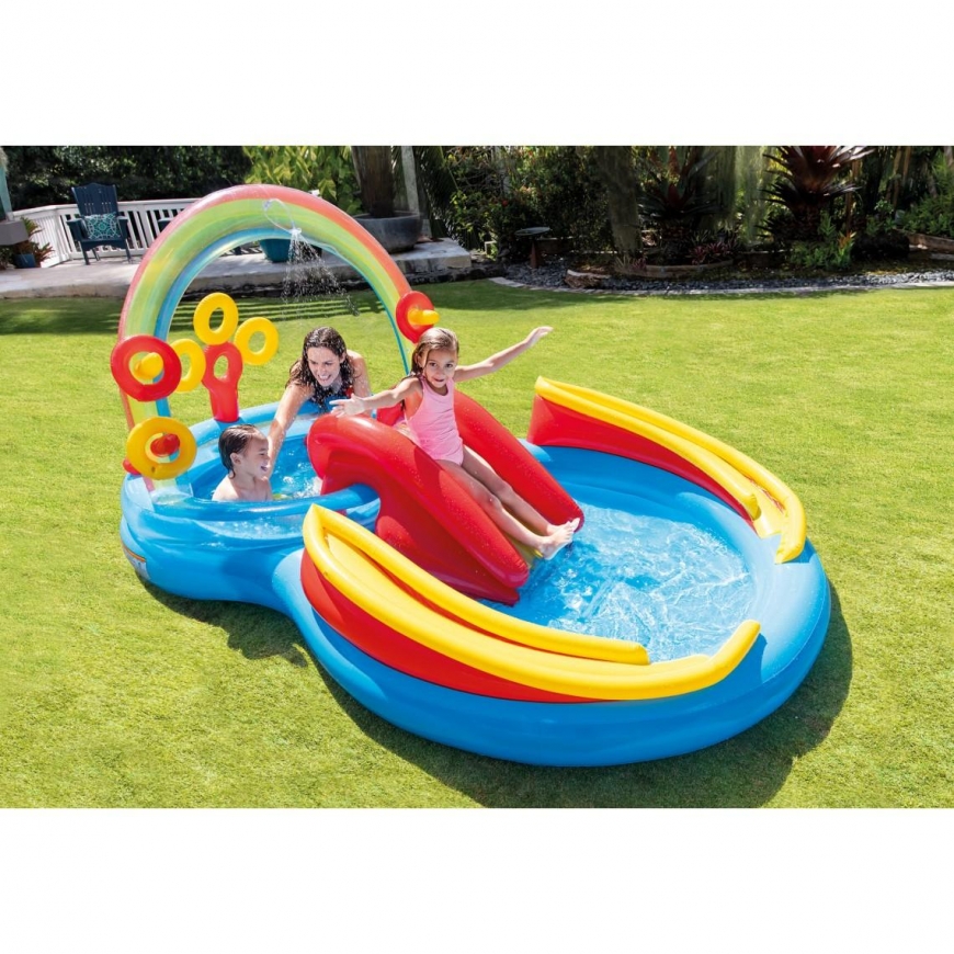 Pripučiamas baseinas (žaidimų aikštelė) INTEX Rainbow Ring Play Center 297x193x135 cm – 3
