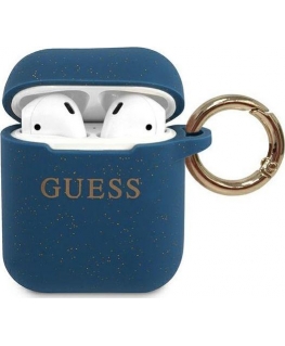 Guess protective case GUACCSILGLBL silicone glossy for AirPods 1/2 dark blue