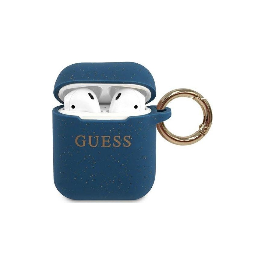 Guess protective case GUACCSILGLBL silicone glossy for AirPods 1/2 dark blue