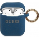 Guess protective case GUACCSILGLBL silicone glossy for AirPods 1/2 dark blue