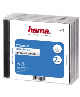 Hama CD Double Jewel Case Standard, Pack 5 2 levyt Läpinäkyvä