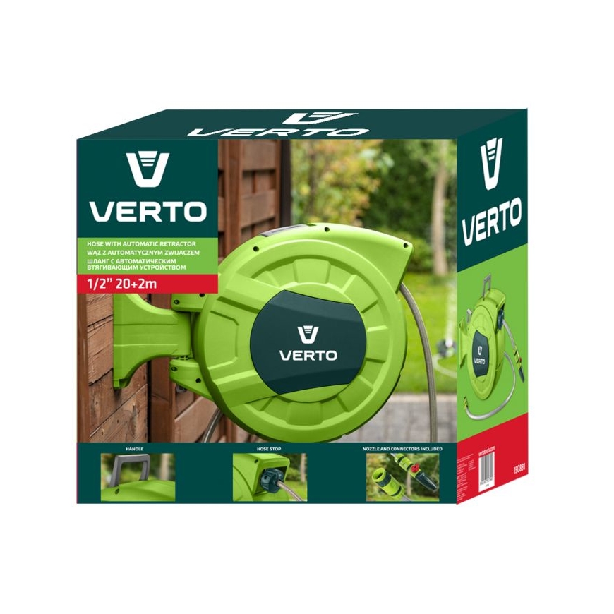 Verto 15G891 garden hose reel Wall-mounted reel Automatic Green – 2