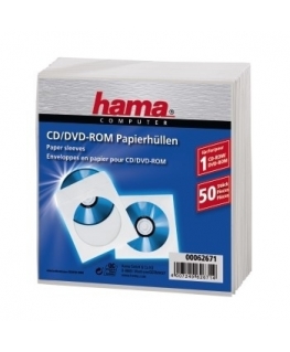 Hama CD-ROM Paper Sleeves 50, White 50 diskai Balta