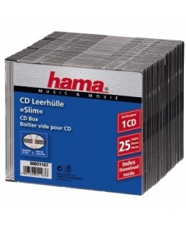 Hama CD Slim Box, black, pack of 25 pcs 1 diskai Juoda