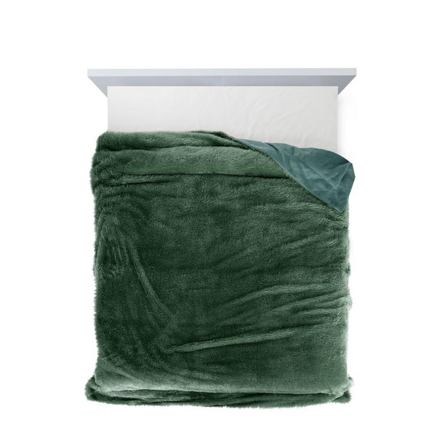 Eurofirany DESIGN 91 Soft fur structure plaid TIFFANY with silver thread, 150X200 cm, color: dark green – 5