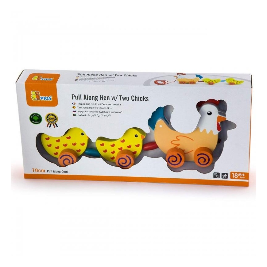 Wooden pull toy Hen with chicks 36 cm VIGA – 2
