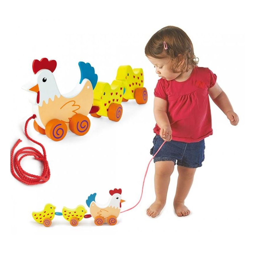 Wooden pull toy Hen with chicks 36 cm VIGA – 4