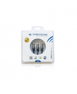 CINCH 3 x RCA - 3 x RCA kabelio garso ir vaizdo įrašas 1,5 m AB-COM VCR DVD TV RCA