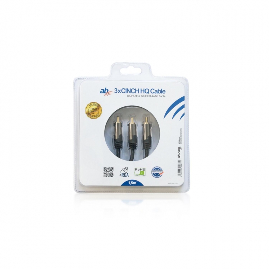 CINCH 3 x RCA - 3 x RCA kabelio garso ir vaizdo įrašas 1,5 m AB-COM VCR DVD TV RCA