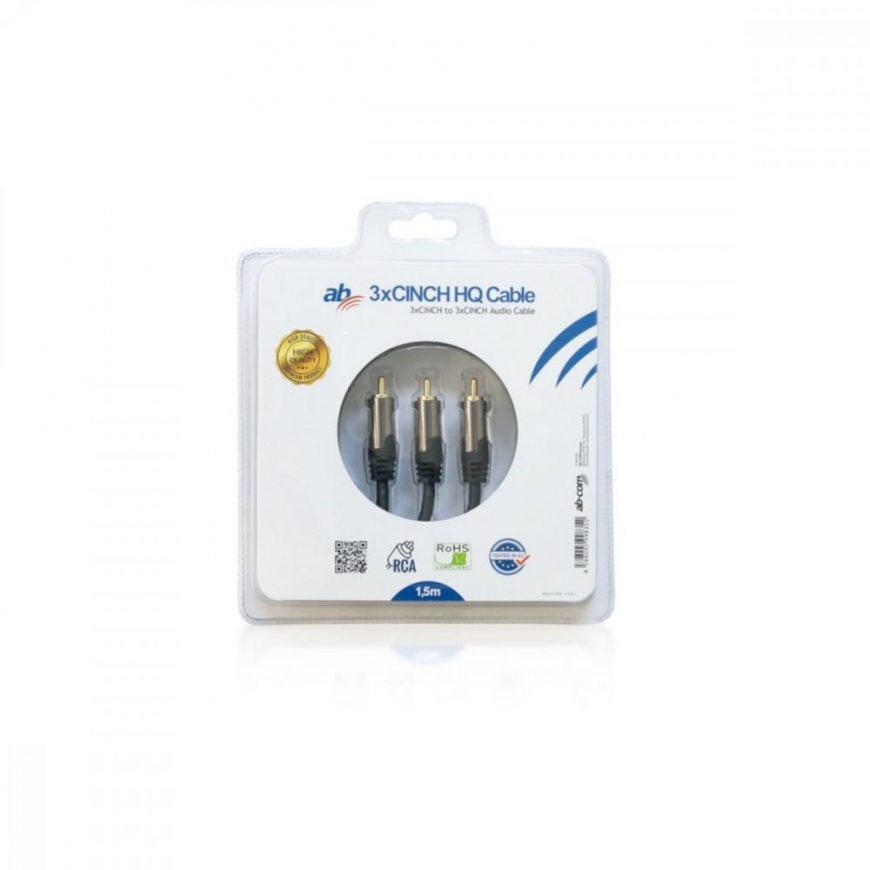 CINCH 3 x RCA - 3 x RCA kabelio garso ir vaizdo įrašas 1,5 m AB-COM VCR DVD TV RCA – 2